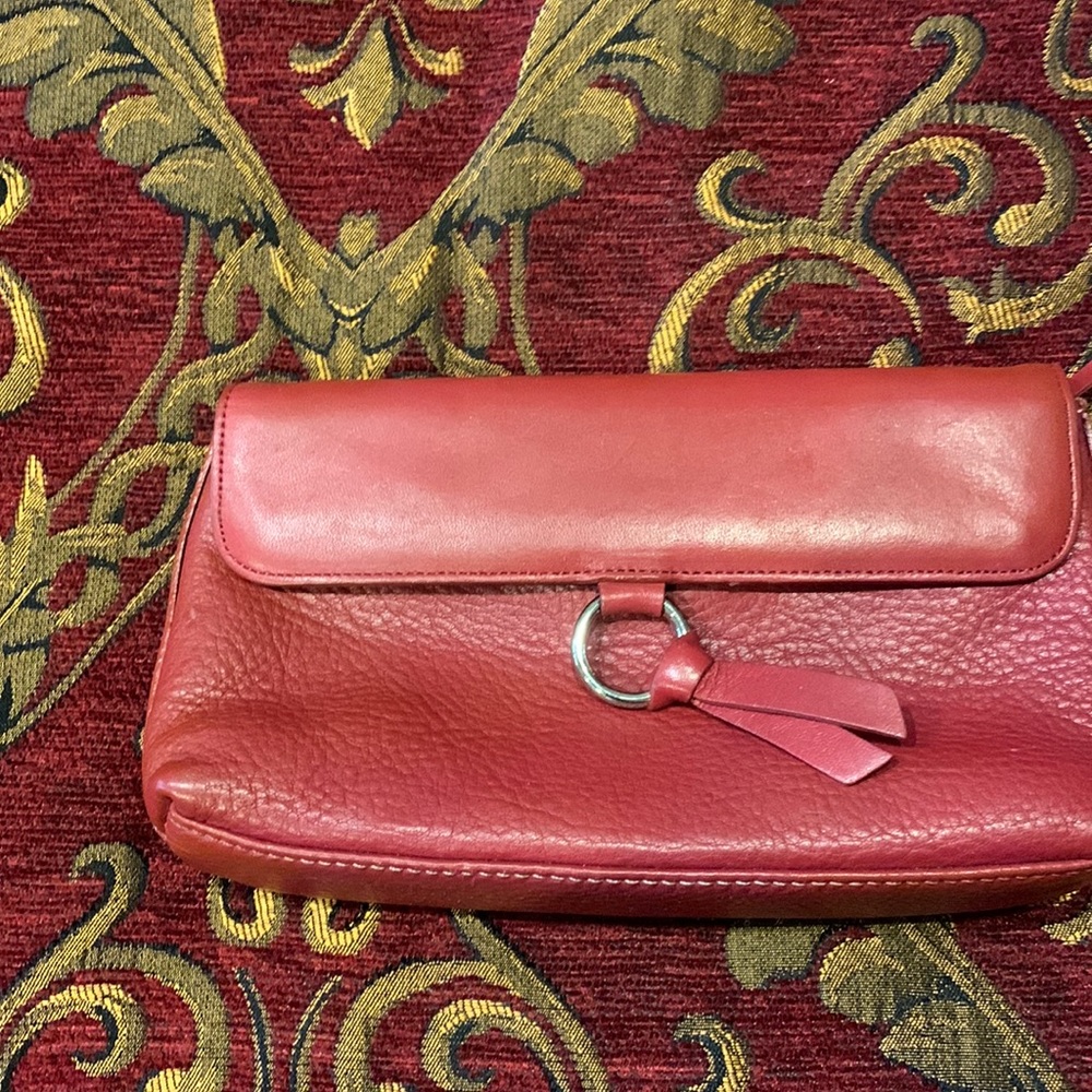 Ann Taylor Red Clutch in Leather